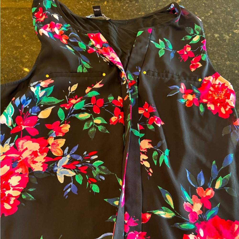 Express flowery black tank top